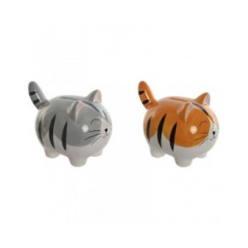 Salvadanaio Home ESPRIT Dolomite Gatto 16 x 11 x 13 cm (2 Unità)