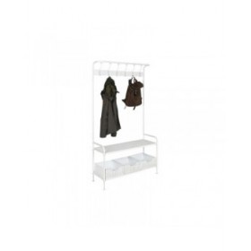 Appendiabiti con ripiano Home ESPRIT Bianco Metallo Loft 110 x 36 x 186 cm