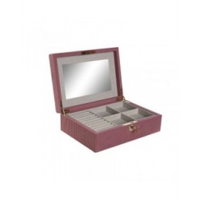 Scatola-Portagioie Home ESPRIT Crema Magenta 27 x 19 x 9 cm