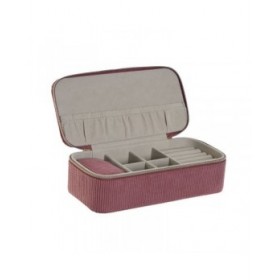 Scatola-Portagioie Home ESPRIT Crema Magenta 20,5 x 10 x 6 cm (2 Pezzi)