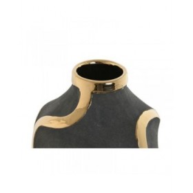 Vaso Home ESPRIT Grigio Dorato Gres Astratto Moderno 19 x 19 x 45 cm