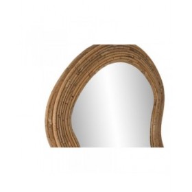 Specchio da parete Home ESPRIT Naturale Cristallo Rattan Città 62,5 x 3 x 150,5 cm