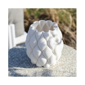 Vaso Home ESPRIT Bianco Ceramica Gres Moderno 15 x 15 x 15 cm