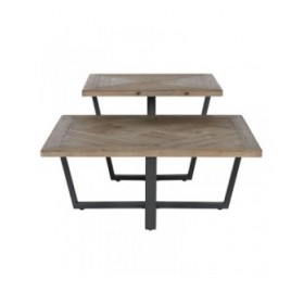 Tavolino da Caffè Home ESPRIT Nero Naturale Metallo Legno di abete 118 x 78 x 45 cm