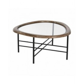 Tavolino da Caffè Home ESPRIT Marrone Nero Naturale Cristallo Legno di abete 76 x 81 x 38 cm