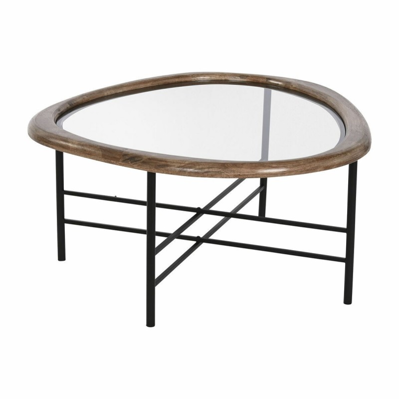 Tavolino da Caffè Home ESPRIT Marrone Nero Naturale Cristallo Legno di abete 76 x 81 x 38 cm