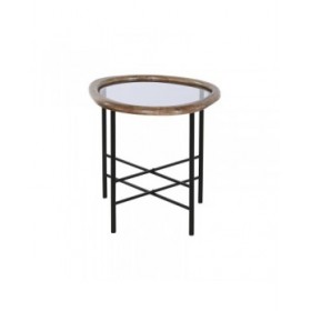 Tavolino da Caffè Home ESPRIT Marrone Nero Naturale Cristallo Legno di abete 61 x 50 x 53 cm