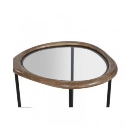 Tavolino da Caffè Home ESPRIT Marrone Nero Naturale Cristallo Legno di abete 61 x 50 x 53 cm