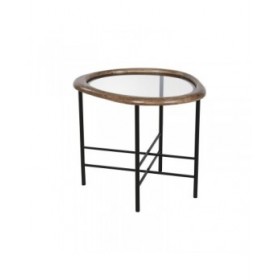 Tavolino da Caffè Home ESPRIT Marrone Nero Naturale Cristallo Legno di abete 61 x 50 x 53 cm
