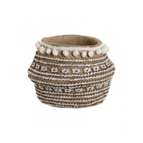 Vaso Home ESPRIT Bianco Marrone Beige Marrone Chiaro Cemento Tropicale 25 x 25 x 18 cm