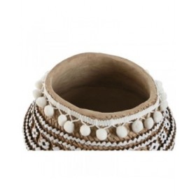 Vaso Home ESPRIT Bianco Marrone Beige Marrone Chiaro Cemento Tropicale 25 x 25 x 18 cm
