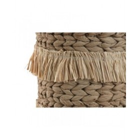 Set di vasi da fiori Home ESPRIT Marrone Rafia Cemento Tropicale 23 x 22 x 25 cm