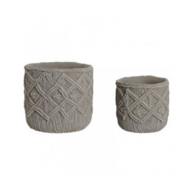 Set di vasi da fiori Home ESPRIT Grigio chiaro Cemento 20 x 20 x 18 cm