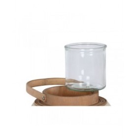 Portacandele Home ESPRIT Bianco Naturale Legno Cristallo 40 x 40 x 70 cm