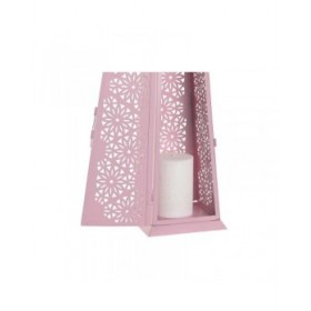 Lanterna Home ESPRIT Bianco Verde Rosa Metallo Alluminio Shabby Chic 13 x 13 x 43 cm (4 Unità)
