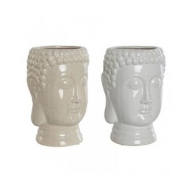 Vaso Home ESPRIT Bianco Beige Ceramica 15 x 15 x 25 cm (2 Unità)