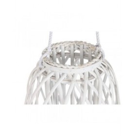 Portacandele Home ESPRIT Bianco vimini Cristallo 34 x 34 x 80 cm