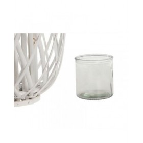 Portacandele Home ESPRIT Bianco vimini Cristallo 34 x 34 x 80 cm