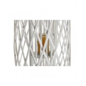 Portacandele Home ESPRIT Bianco vimini Cristallo 34 x 34 x 80 cm