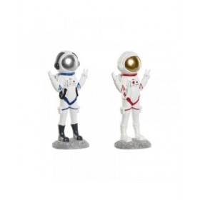 Statua Decorativa Home ESPRIT Azzurro Bianco Rosso Donna Astronauta 9 x 7 x 20 cm (2 Unità)