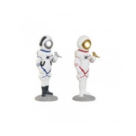 Statua Decorativa Home ESPRIT Azzurro Bianco Rosso Argentato Donna Astronauta 10 x 11 x 29 cm (2 Unità)