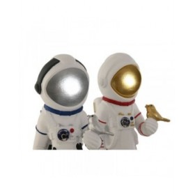 Statua Decorativa Home ESPRIT Azzurro Bianco Rosso Argentato Donna Astronauta 10 x 11 x 29 cm (2 Unità)