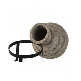 Vaso Home ESPRIT Nero Beige Metallo Magnesio 28 x 28 x 47 cm