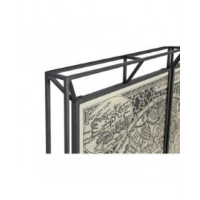 Set di 3 quadri Home ESPRIT Bianco Nero Mappamondo 222 x 8 x 140 cm (3 Pezzi)