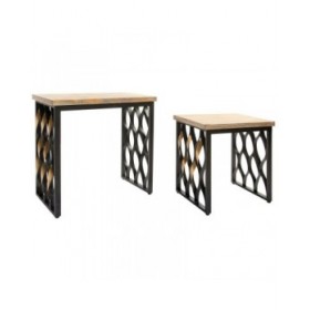 Set di 2 tavoli Home ESPRIT Legno Metallo 64 x 34 x 65 cm