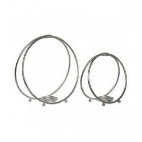 Portacandele Home ESPRIT Argentato Metallo 38 x 16 x 38,5 cm 38 x 16 x 39 cm (2 Unità)