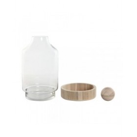 Vaso Home ESPRIT Trasparente Naturale Legno Cristallo 21 x 21 x 42 cm