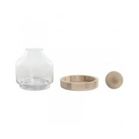 Vaso Home ESPRIT Trasparente Naturale Legno Cristallo 18 x 18 x 24 cm