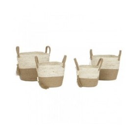 Set di Cestini Home ESPRIT Naturale Marrone Chiaro Juta Moderno 40 x 40 x 41 cm