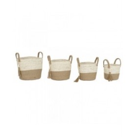 Set di Cestini Home ESPRIT Naturale Marrone Chiaro Juta Moderno 40 x 40 x 41 cm