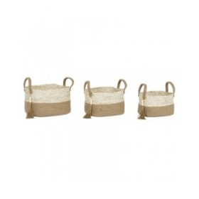 Set di Cestini Home ESPRIT Naturale Marrone Chiaro Juta Moderno 41 x 30 x 33 cm (3 Pezzi)