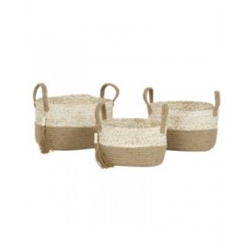 Set di Cestini Home ESPRIT Naturale Marrone Chiaro Juta Moderno 41 x 30 x 33 cm (3 Pezzi)