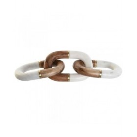 Statua Decorativa Home ESPRIT Bianco Marrone Dorato Catena 10 x 10 x 36 cm