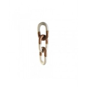 Statua Decorativa Home ESPRIT Bianco Marrone Dorato Catena 10 x 10 x 36 cm