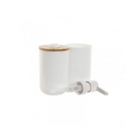 Set da Bagno Home ESPRIT Bianco Naturale Bambù polistirene 7 x 7 x 16 cm