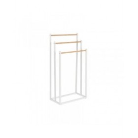 Portasciugamani da Terra Home ESPRIT Bianco Naturale Metallo Bambù 45 x 22 x 85 cm