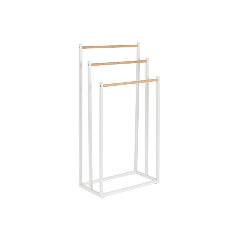Portasciugamani da Terra Home ESPRIT Bianco Naturale Metallo Bambù 45 x 22 x 85 cm