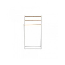 Portasciugamani da Terra Home ESPRIT Bianco Naturale Metallo Bambù 45 x 22 x 85 cm
