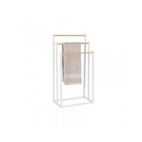 Portasciugamani da Terra Home ESPRIT Bianco Naturale Metallo Bambù 45 x 22 x 85 cm
