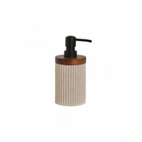 Dispenser di Sapone Home ESPRIT Marrone Nero Beige Resina Acacia 10 x 8 x 17,5 cm