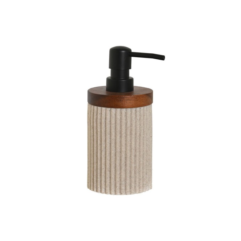 Dispenser di Sapone Home ESPRIT Marrone Nero Beige Resina Acacia 10 x 8 x 17,5 cm