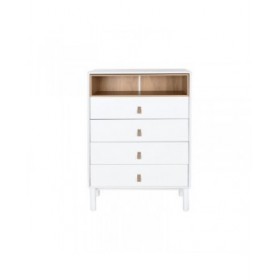 Cassettiera Home ESPRIT Bianco Naturale polipropilene Legno MDF 80 x 40 x 117 cm