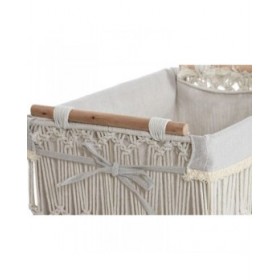 Cesto per i Panni Sporchi Home ESPRIT Bianco Naturale Metallo Shabby Chic 42 x 32 x 51 cm 5 Pezzi
