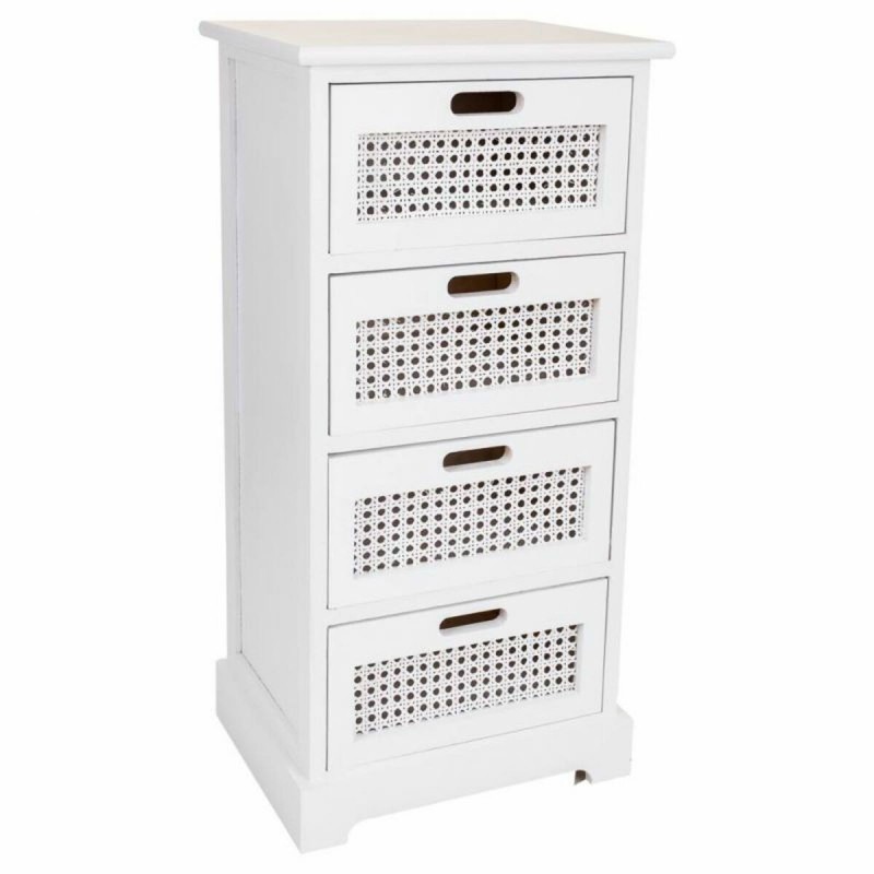 Cassettiera Alexandra House Living Bianco Canna Legno di paulownia Legno MDF 29 x 75 x 35 cm