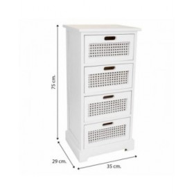 Cassettiera Alexandra House Living Bianco Canna Legno di paulownia Legno MDF 29 x 75 x 35 cm
