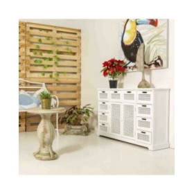 Credenza Alexandra House Living Bianco Legno di paulownia Legno MDF 33 x 78 x 113 cm